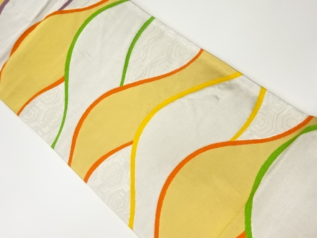 リサイクル　山並みに子持ち亀甲模様織出し袋帯